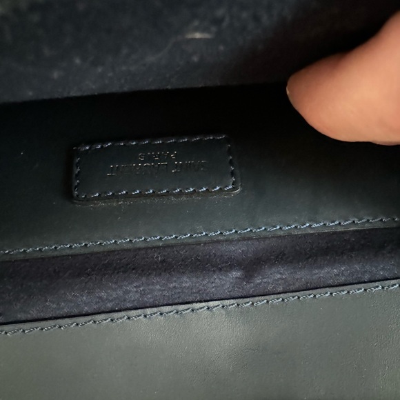 Saint Laurent Satin Small Classic Monogram Kate Tassel Satchel Navy Blue - Picture 3 of 6